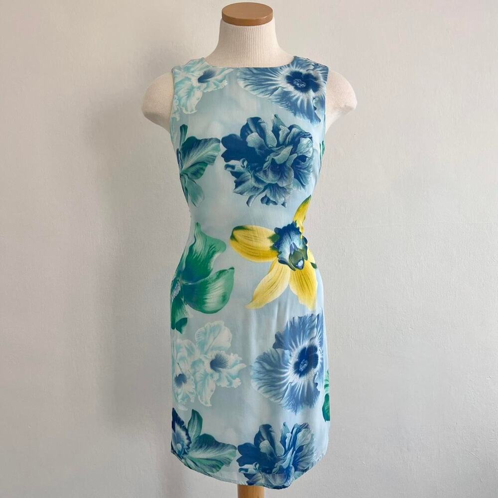 Vintage watercolor printed floral dress